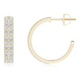 thumbnail image 2 of ANGARA Lab Grown Double Row Diamond Hoop Earrings for Women in 14K Yellow Gold (Size-1.4mm| Color-F-G| Clarity-VS) | April Birthstone, Anniversary, Jewelry Gift for Women | Lab-Grown Diamond Earrings, 2 of 5