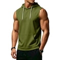 thumbnail image 2 of Men's Sleeveless Hoodie Casual Vintage Washed Muscle Tank Top Workout Gym Loose Fit Drawstring Hooded Shirt Summer Tops,XXL,Army Green, 2 of 7