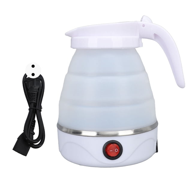 Hervidor eléctrico plegable de 0,6l, caldera de agua plegable de 600W, Hervidor eléctrico de silicona portátil para viajes, Camping, enchufe europeo de 220V