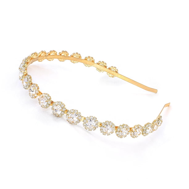 Ammei Tocado de Novia Diadema de Boda con Cristal y Accesorios para el Cabello (Oro)