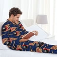 thumbnail image 6 of Naloa Bowling Ball And Flame Men’s Pajamas Set - Long Sleeve Button Down Sleep Shirt and Pajama Bottoms Sleepwear Set-Medium, 6 of 7