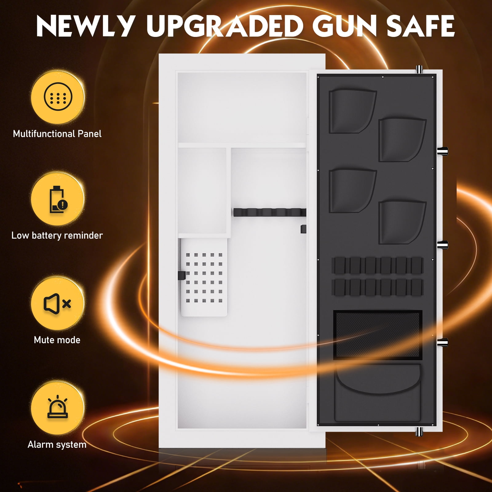 10-12 Heavy-Duty Large Gun Safe for Pistol, Storage Guns (with/Without Scopes), Home Gun Cabinet with Adjustable Pegboard, Gun Safe for Home,Office, Hunting,Shooting