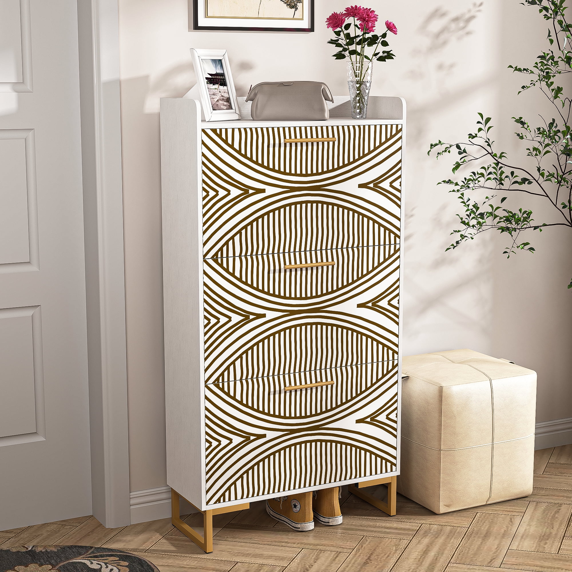 YYAo Entryway Shoe Cabinet, Shoes Storage Organizer Narrow Shoe Storage Rack with Flip Doors, Tipping Bucket Shoe Cabinet for Closet, Living Room, Beige YYAo Entryway Shoe Cabinet, Shoes Storage Organizer Narrow Shoe Storage Rack with Flip Doors, Tipping Bucket Shoe Cabinet for Closet, Living Room, Beige