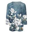thumbnail image 5 of BangWanChi 3/4 Length Sleeve Womens Tops Women's Fashion Printed T-Shirt 3/4 Sleeves Blouse Round Neck Casual Tops, 5 of 5