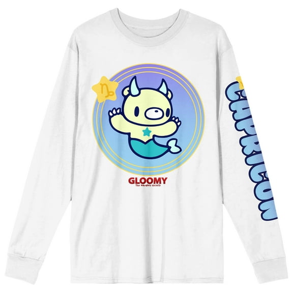 Gloomy Bear Capricorn Gloomy Crew Neck Long Sleeve White Unisex Adult Tee