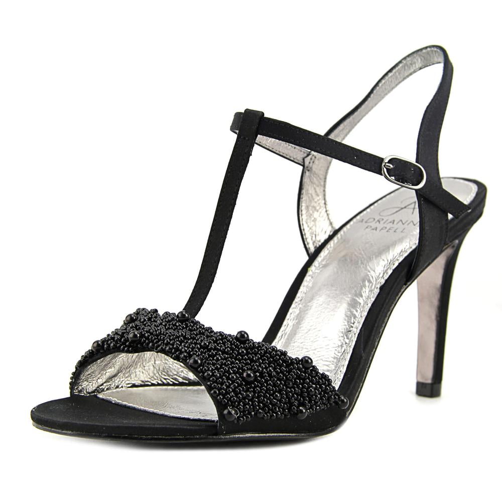 Womens Adrianna Papell Alia TStrap Dress Sandals, Black Satin