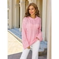 thumbnail image 6 of Womens Sweaters Knit Crew Neck Casual Long Sleeve Fall Tunic Sweater Tops Pink L, 6 of 9