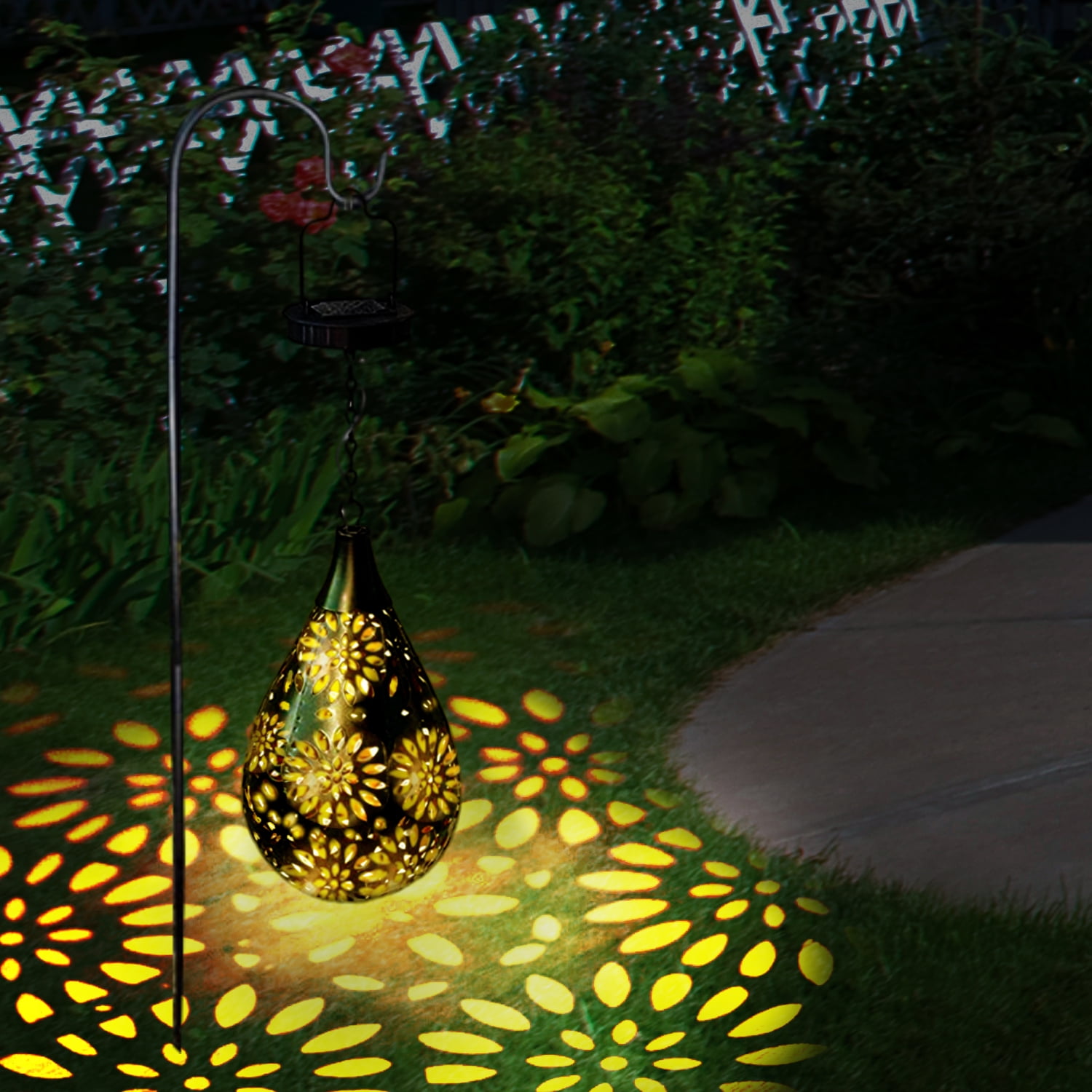 1/4PK Solar Rotating LED Projection Light Garden Lawn Lamp Outdoor Bulb Colorful