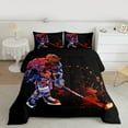 thumbnail image 3 of Homewish Hockey Sport Lover Queen Comforter Set,Watercolor Splatter Ink Bedding Sets,Red Blue Black Bedding Comforter Set For Kids Boy,Microfiber Bedroom Decor Reversible,3 Pieces, 3 of 9