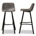 thumbnail image 3 of Bowery Hill Grey and Brown Metal Bar Stools (Set of 2), 3 of 7