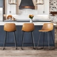 thumbnail image 5 of DYCANPO 24" Bar Stools Set of 3, Faux Leather, Whisky Brown, Comfortable and Durable for Kitchen Island, 5 of 11