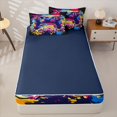 thumbnail image 4 of Homewish Gamer Zipper Full Size Comforter Sets with Fitted Sheet and 2 Pillowcases For Kids Boys,Watercolor Teens Gamepad Zipper Bedding Set For Console Gaming Lover,Navy Blue Reversible,4 Pieces, 4 of 7
