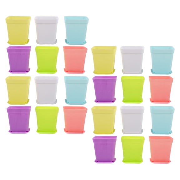 WRISTBIQUE 24Pcs Assorted Color Rectangular Plastic Flower Pots for Indoor Balcony Gardening
