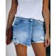 thumbnail image 5 of Faldas de mezclilla de verano, pantalones cortos vaqueros para mujer, pantalones cortos rasgados de Color sólido, pantalones cortos de ocio, faldas femeninas, 5 of 5