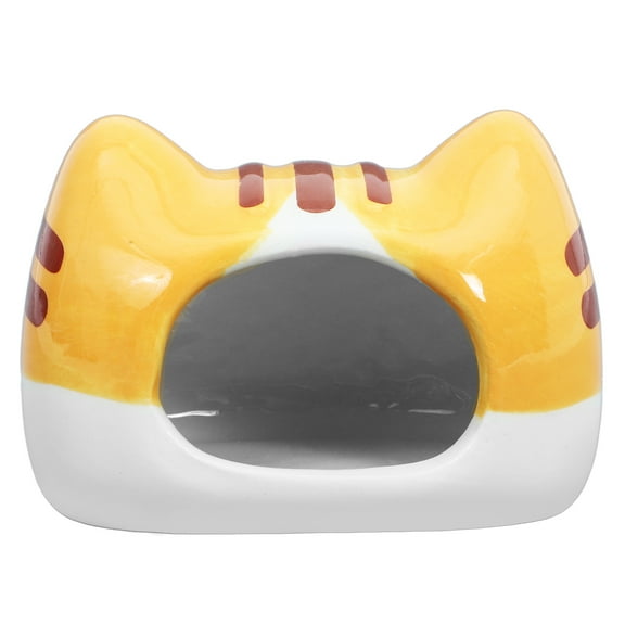 WHAMVOX Ceramic Cat Shaped Hamster Cage Mini Nest for Dwarf Gerbils Chinchilla House Small Animal Bath Bedding Hideout 1 Set