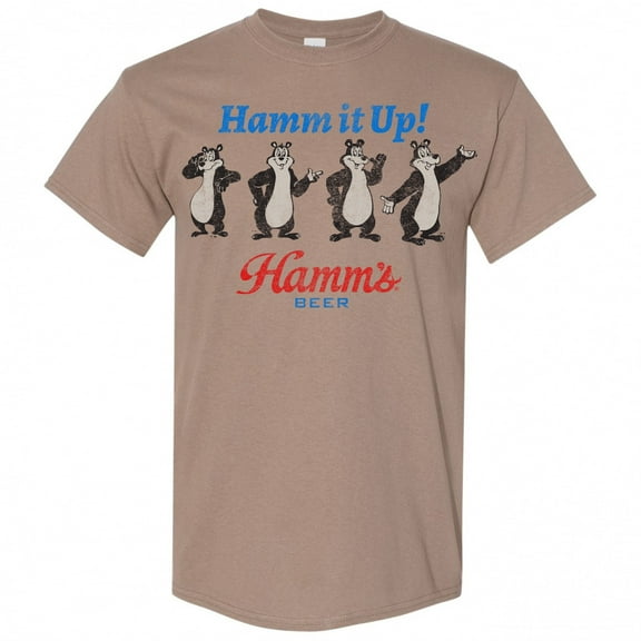 Hamms 860216-small Beer Bear Hamm it up T-Shirt, Brown - Small