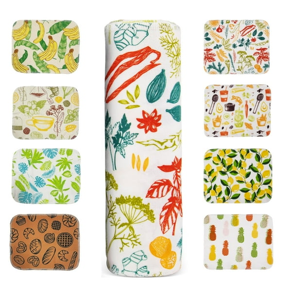 Gecocious Reusable Paper Towels Washable Pack of 12 Paperless Kitchen Towels Roll - Surprise Prints Super Soft Eco Friendly Cotton Cloth
