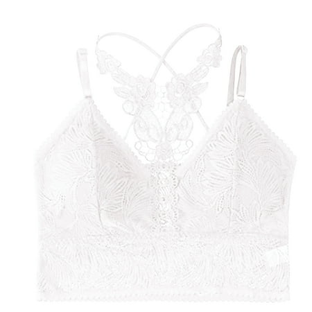 LARUYEKO Fashion Women s Sleeveless Floral Lace Bra Padded Tank Tops Spaghetti Strap Bralette Top Underwear Padded Crop Top Crop Top V Neck Ladies Camisoles and Tops Spaghetti Strap Womens plus Size