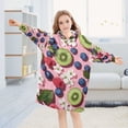 thumbnail image 5 of FORMRS Wearable Blanket Hoodie with Sleeves for Kids Cozy Flannel Sweatshirt, Pink Kiwi, 5 of 7
