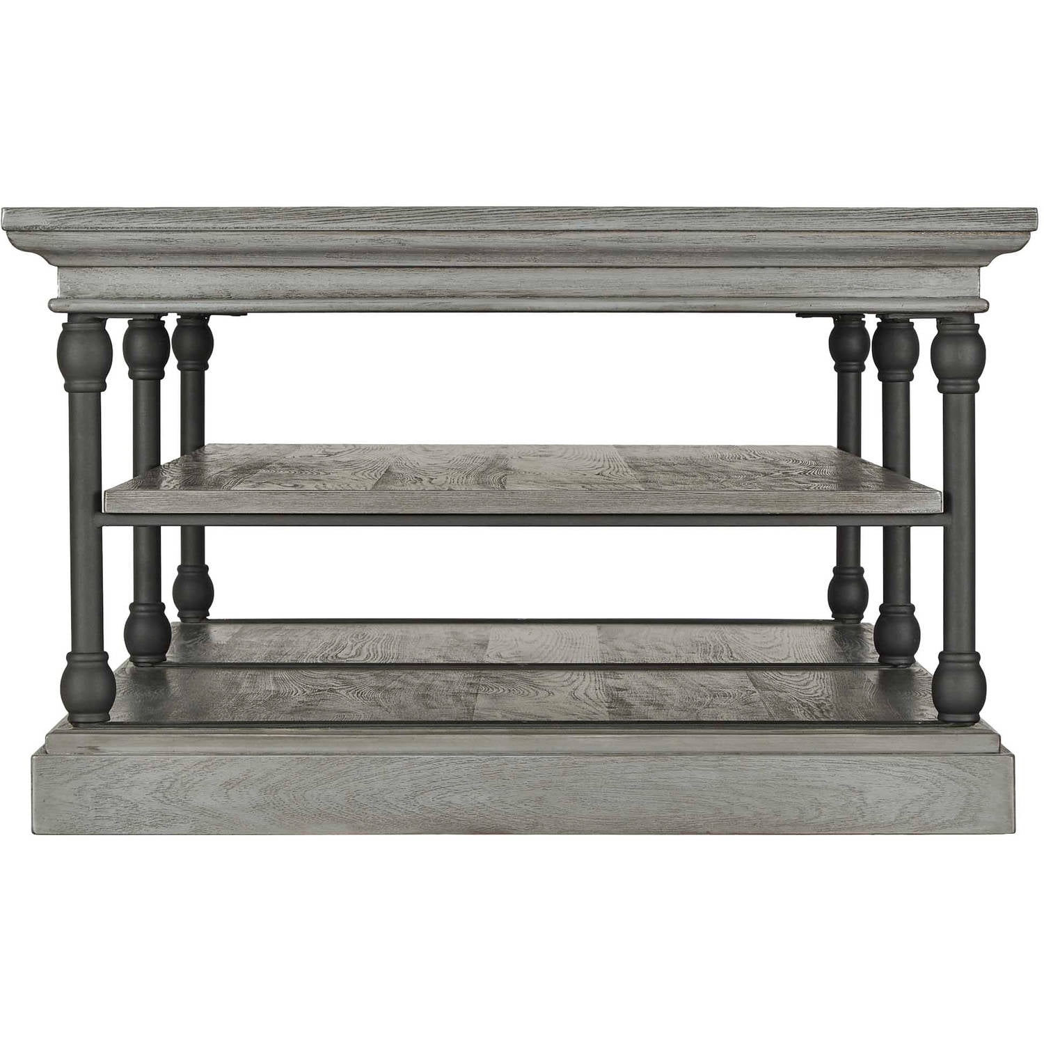 Weston Home Cabana Rectangular Storage Shelf Coffee Table, Frost Grey