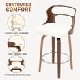 thumbnail image 3 of FANCROU 26 inch Swivel Counter Height Bar Stools Set Of 4, PU Leather Seat With Bentwood Back And Legs, White, 3 of 11