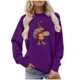 thumbnail image 4 of WFJCJPAF 2025 New Thanksgiving Tops for Women Plus Size ,Womens Casual Printed Round Neck Long Sleeved Top Loose Sweatshirts,Thanksgiving Tops for Women - Purple XXL, 4 of 4