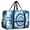 Blue and White Tie Dye Pattern, variant on Blue and White Tie Dye Pattern Foldable Travel Duffel Bag, Under Seat Travel Tote with Front Pocket & Trolley Strap, Foldable Design Gifts for Air Travel Weekend Gym
