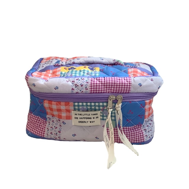 Bolsas de maquillaje de algodón de rompecabezas con cremallera de mano para regalos de vacaciones (púrpura) Ehuebsd Cuidado Belleza