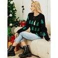 thumbnail image 5 of QAFOPEH Women Christmas Tree Sequin Printed Crew Neck Long Sleeve Knitted Sweater, 5 of 7