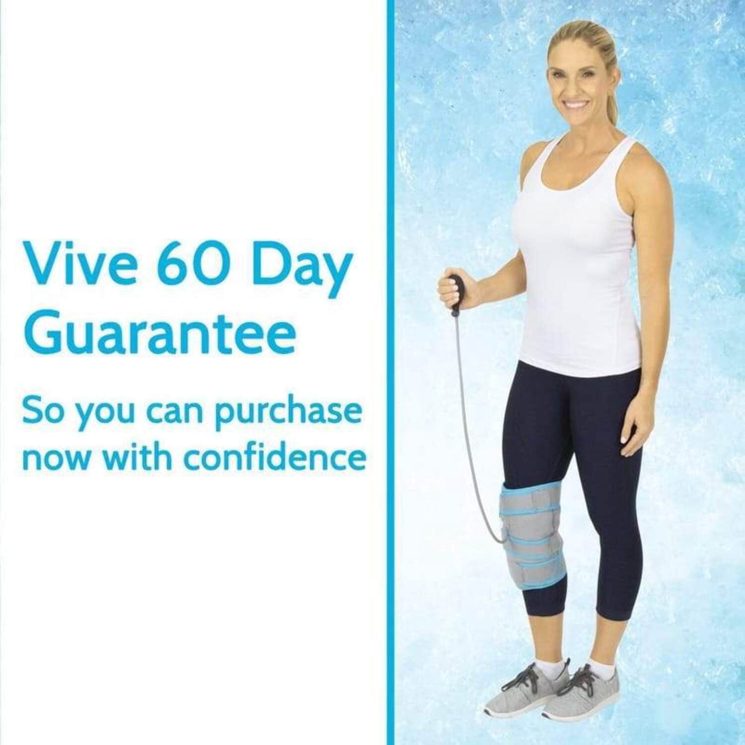Vive Compression Knee Ice Wrap - Reusable Brace with Air Pump - Hot/Cold Therapy for Men, Women, Pain Relief, Swelling and Recovery Support - Adjustable and Inflatable Pack for Sports Injury Sprains
