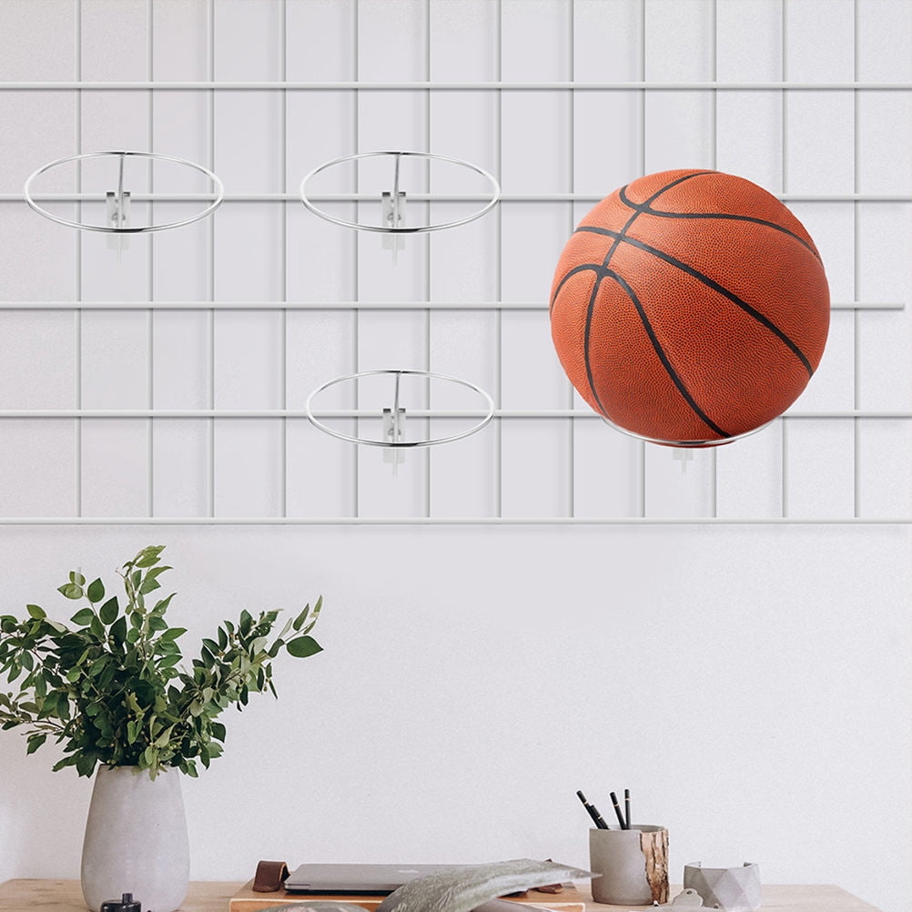 LABSERRON 8Pcs Silver Sports Ball Storage Rack for Basketball Volleyball Soccer Display