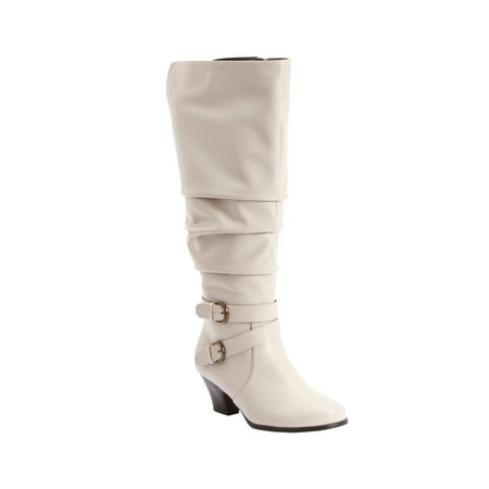 

Comfortview Wide Width Cleo Wide Calf Boot | Low Heel | Tall Knee High | Women s Winter Shoes - 8 W Winter White Beige
