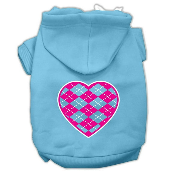 Pet Dog Cat Hoodie Screen Printed, "Pink Argyle Heart"