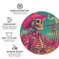 thumbnail image 3 of Honeii Western Desert Skull Cowboy (2) print Leather Coaster Set of 4, ideal for safeguarding your furniture from drinks spills and effortless cleanup-Round Shape, 3 of 6