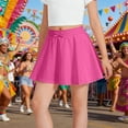 thumbnail image 2 of AWZXDE Girls Casual Summer Bow Solid Color Athletic Tennis Skirt Little Girl Dresses Comfortable Stretchy Waistband Playwear Hot Pink, 2 of 4