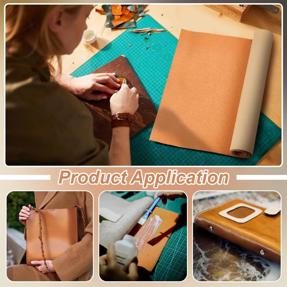 1.64 Yards Leather Bag Liner Self-Adhesive Leather Stiffener Roll Craft Supplies for Bag Handmaking Bonded Sheet for Handbag Reinforcement Dark Orange 1mm Thick diy Dark Orange