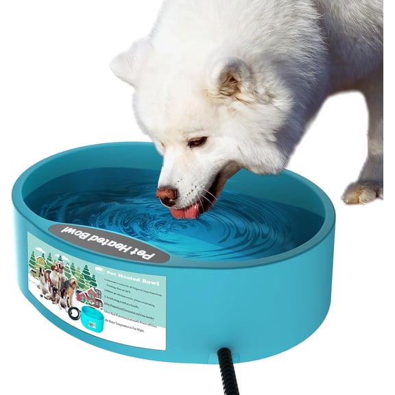 Heated Water Bowl for & , Outdoor Heated Bowl Provides Drinkable Water & in Winter, Heated Pet Bowl for Outside, Thermal-Dish for , Chicken, Duck, (96 OZ)