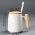 thumbnail image 2 of 450ML de Café de Cerámica con Manejar de Madera Vintage Tapa de Diseño Nórdico de Leche de Té de Porcelana Regalo para Beber para Pareja Oficina, 2 of 5