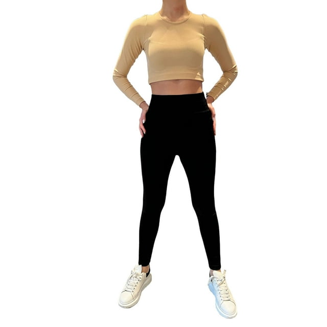 Lookus Womens Irem Fleece Lined Ribbed Leggings