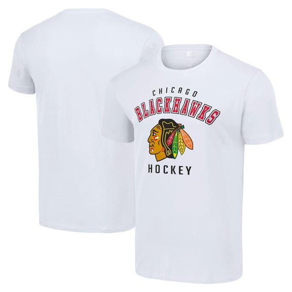 Men's Starter White Chicago Blackhawks Logo T-Shirt