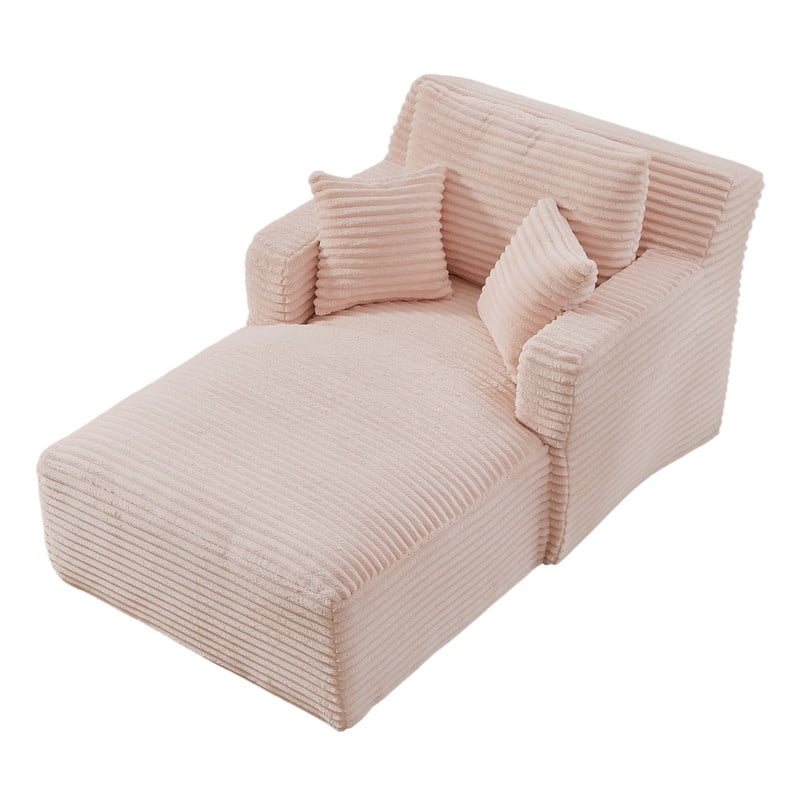 Indoor Single Chaise Lounge Sofa Chair, Modern Corduroy Upholstery Sleeper Bed Lounger Sofa Chair for Living Room,Office,Apartment, 39.4''x65.4''