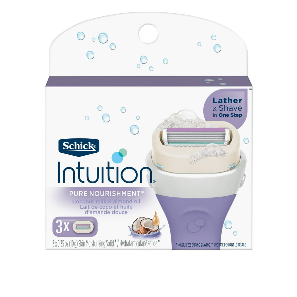 Schick Intuition Pure Nourishment Women's Razor Blade Refills, 3 Ct