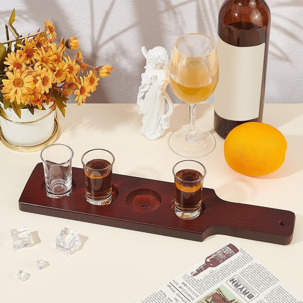 Serving Tray MyGift Solid Burnt Wood Serving Beer Whiskey Flight Set Tray  With Industrial Black Metal Pipe Carrying Handle And 4 Small Snifter Style  Tasting Beer Glasses, Set Of 2 Whiskey Smoker Kit, image size:1001x1001