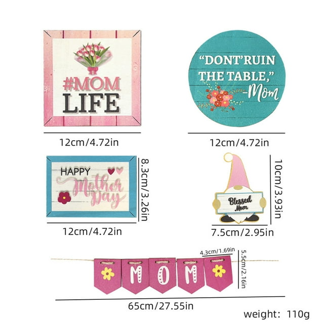 Colorful Wooden Signs Ornaments Multipurpose Tiered Tray Sign Rustic Farmhouse Decor For Mother Day