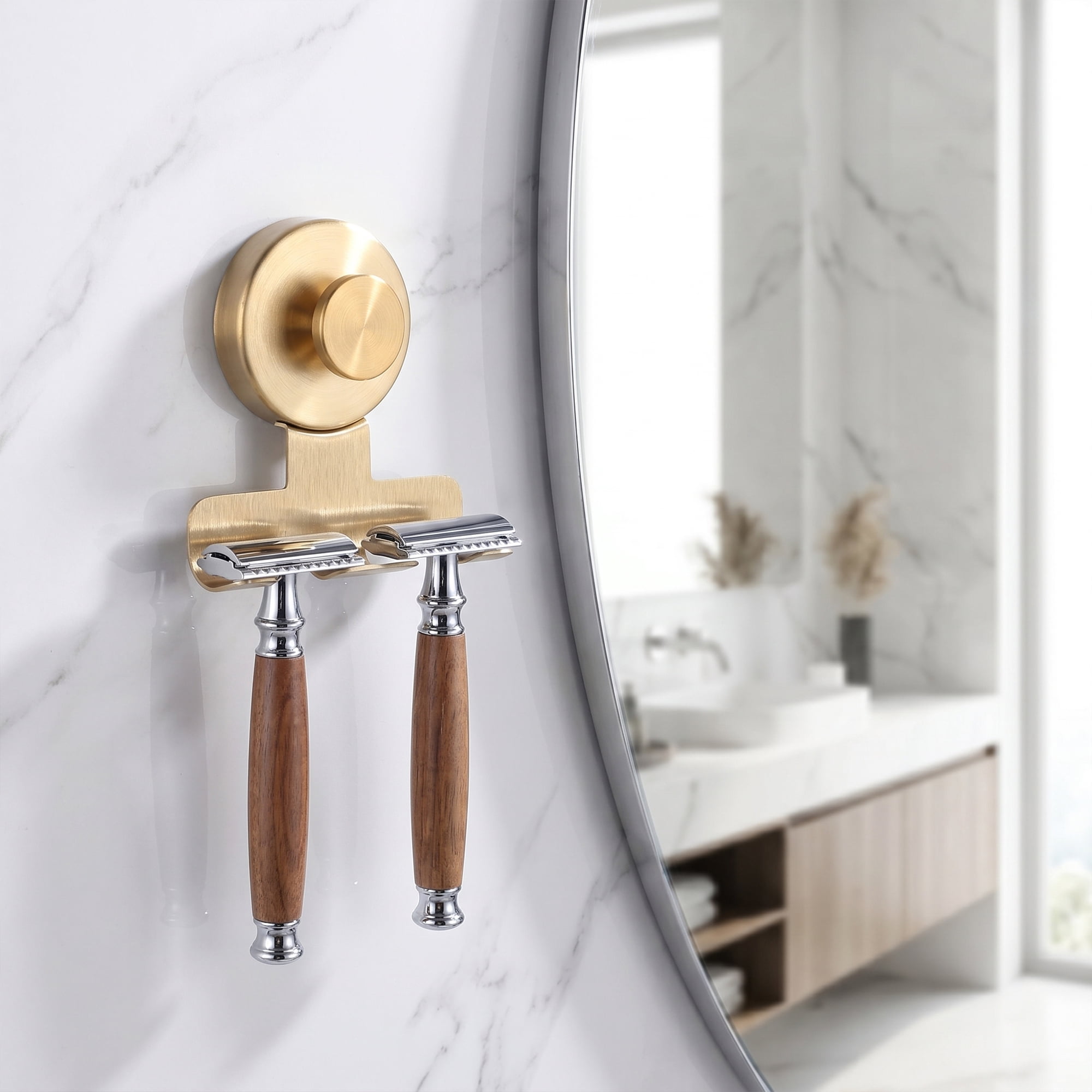 Unique Bargains Suction Cup Hooks for Shower 2-Pack Wall Hooks for Hanging Gold