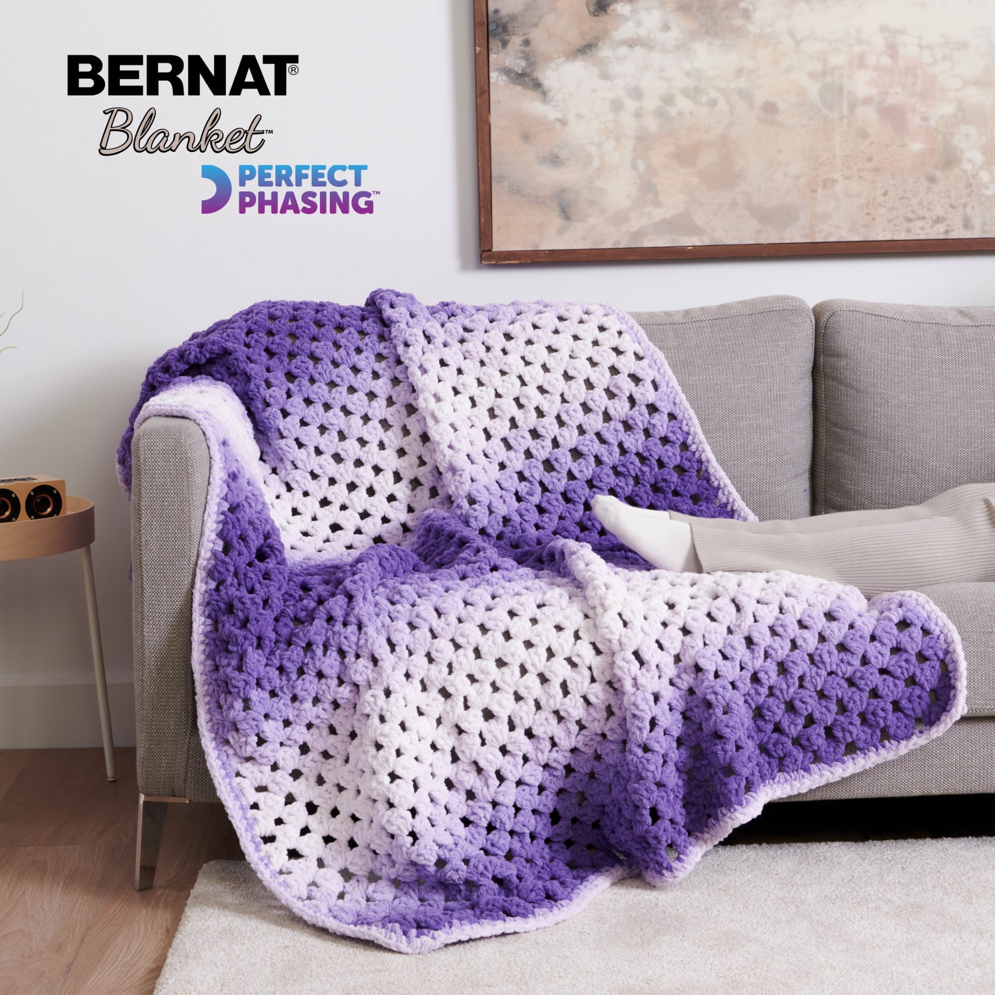Bernat® Blanket™ Perfect Phasing™ #6 Super Bulky Polyester Yarn, Dark Blue 10.5oz/300g, 220 Yards (4 Pack)