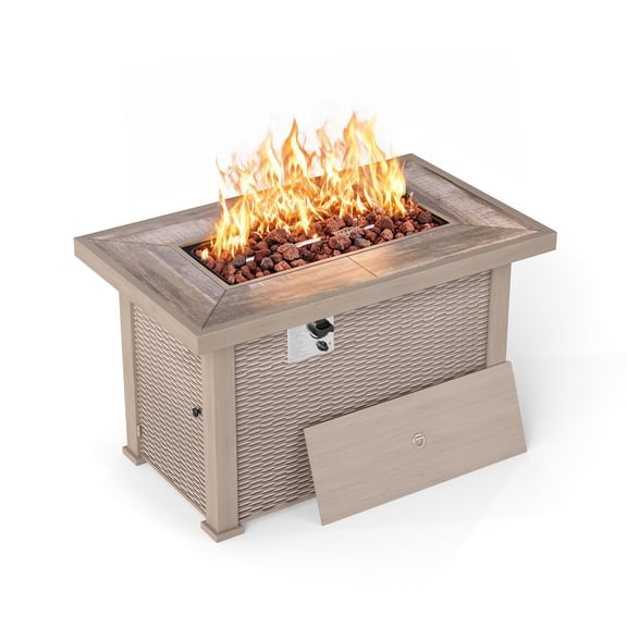 Baner Garden 42" Propane Outdoor Fire Pit Table, 50,000 BTU Outdoor Gas Fire Table with Lid, 2-in-1 Steel Rectangular Firepits for Patio Backyard Deck Balcony