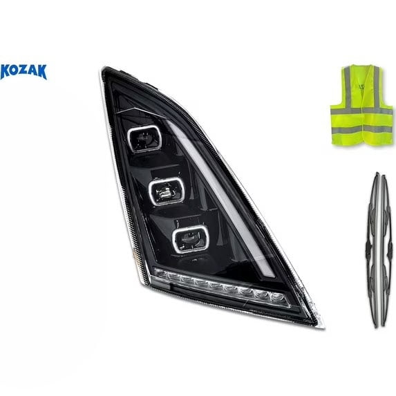 Compatible with Volvo VNL VNR 2018 Headlight LED 12V Black Right Passenger Side