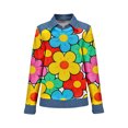 thumbnail image 6 of QASIEATN Long Sleeve Tops for Women Casual Lapel Denim Stitching Pullover Sweatshirt Spring Fall Fashion Clothing, 6 of 8