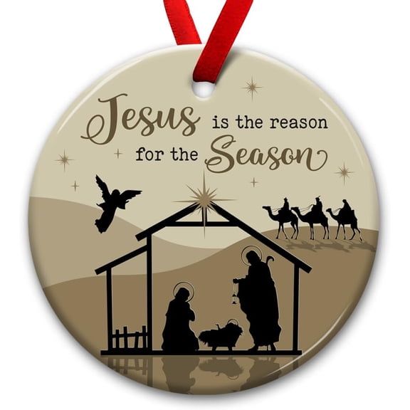 Nativity Scene Christmas Ceramic Ornaments, Jesus Ornament for Christianity Gift, Birth of Christ, Decoration for Christmas
